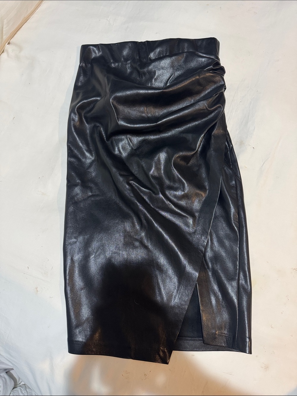 GENERATION LOVE Midi black leather skirt